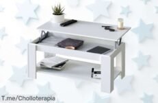 Mesa de centro Ambit elevable blanco artik con diseño práctico que sube hasta 54 cm precio loco y descuento brutal nunca visto aprovecha este ofertón antes de que desaparezca