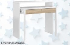 Mesa escritorio desplegable blanca diseño moderno en roble o cemento con espacio pequeño aprovecha este ofertón nunca visto y llévate ya tu precio loco único antes que acaben