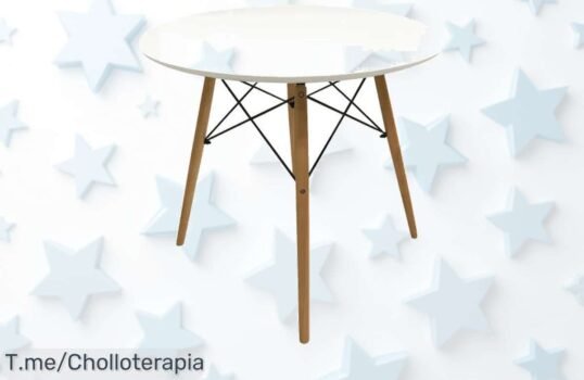 Mesa redonda Dinamarca con patas de madera y tapa DM a precio loco descubre este ofertón único con descuento brutal no pierdas esta ganga nunca vista compra ya urgente