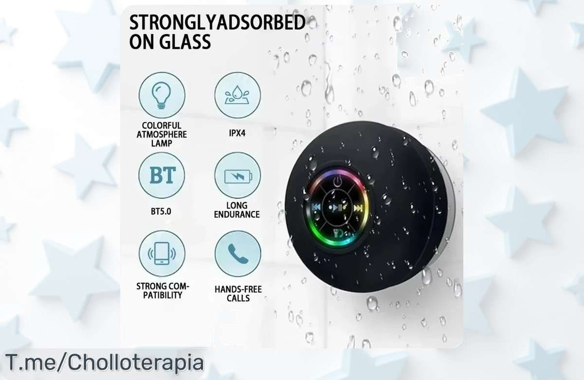 Mini portátil Bluetooth con luces led y súper ventosa impermeable disfruta de sonido potente en baño o exterior precio loco nunca visto aprovecha este ofertón limitado ya