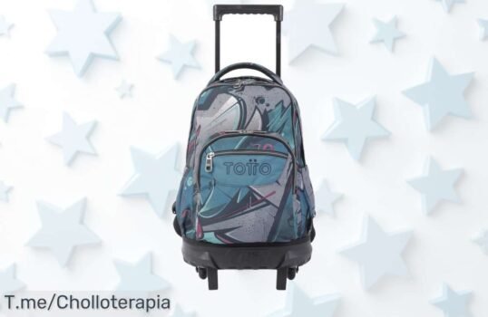 Mochila Totto con ruedas súper resistente y tamaño ideal lleva tu escuela sin esfuerzo aprovecha el super chollo y descuento brutal antes que se agote esta ganga única