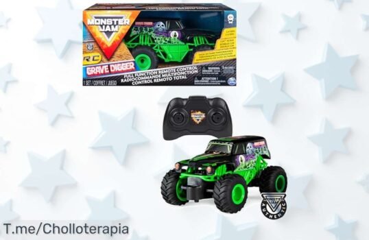 Monster Jam coche teledirigido Grave Digger súper realista con tecnología 24 GHz alcance hasta 76m precio loco descuento brutal oferta limitada corre y no lo dejes escapar