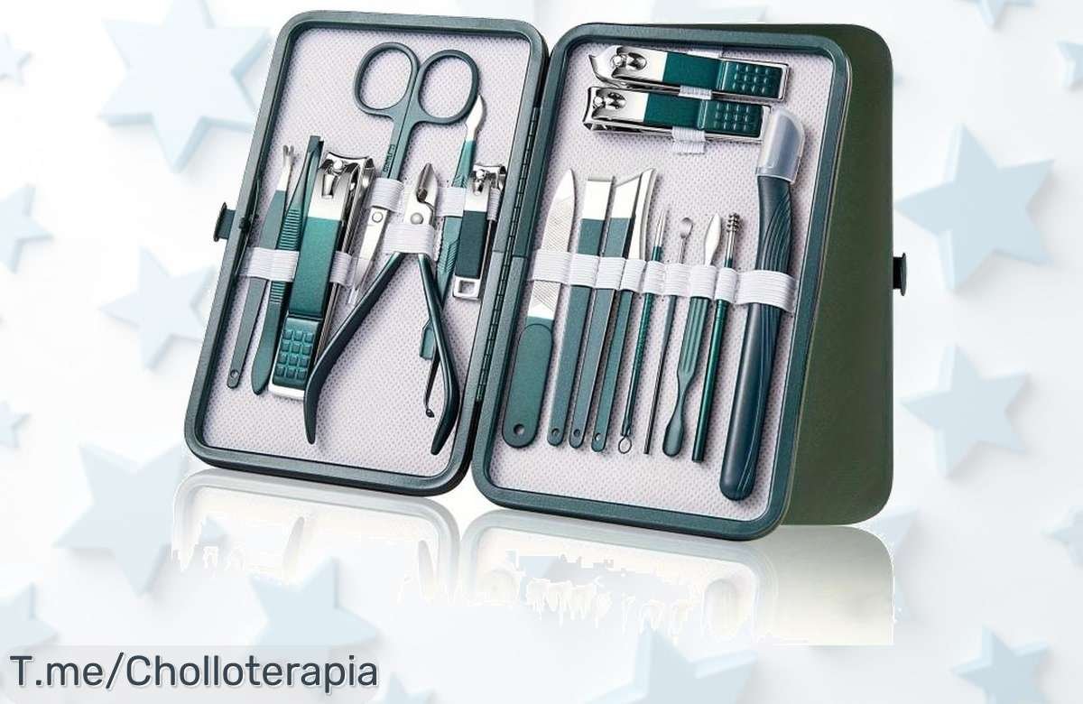 Mov-set de manicura profesional con estuche de cuero perfecto para uñas impecables aprovecha este super chollo con descuento brutal y precio loco oferta única corre ya