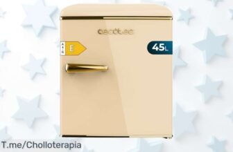 Nevera retro pequeña 45L con tirador dorado y cajón para hielo estilo único precio loco oferta limitada descuento brutal aprovecha este super chollo ya