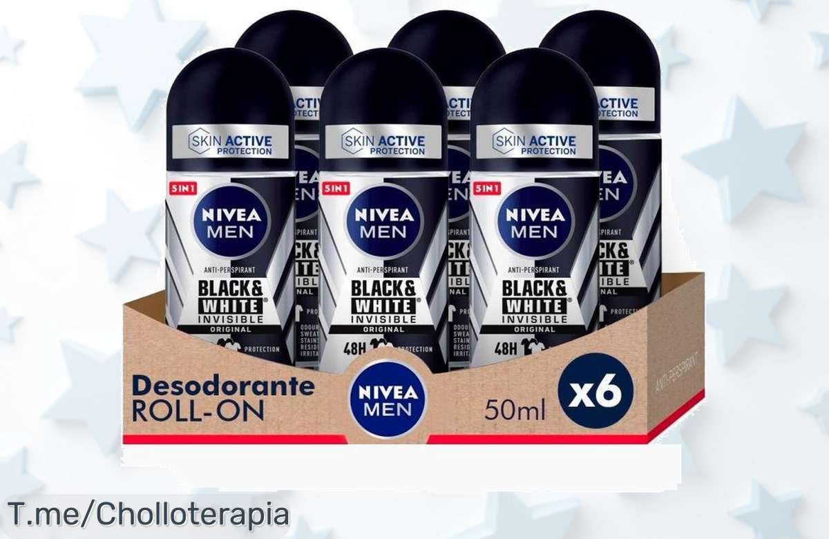 Nivea Men pack 6 roll on black & white con descuento brutal para evitar manchas y olores todo el día un ofertón exclusivo que desaparece rápido compra ya