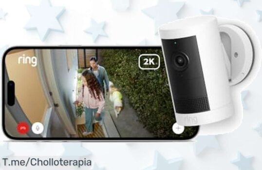 Novedad Ring cámara exterior Plus con imagen 2K súper clara y batería durable por precio loco máximo ¡ofertón exclusivo solo hoy protege tu hogar ya!
