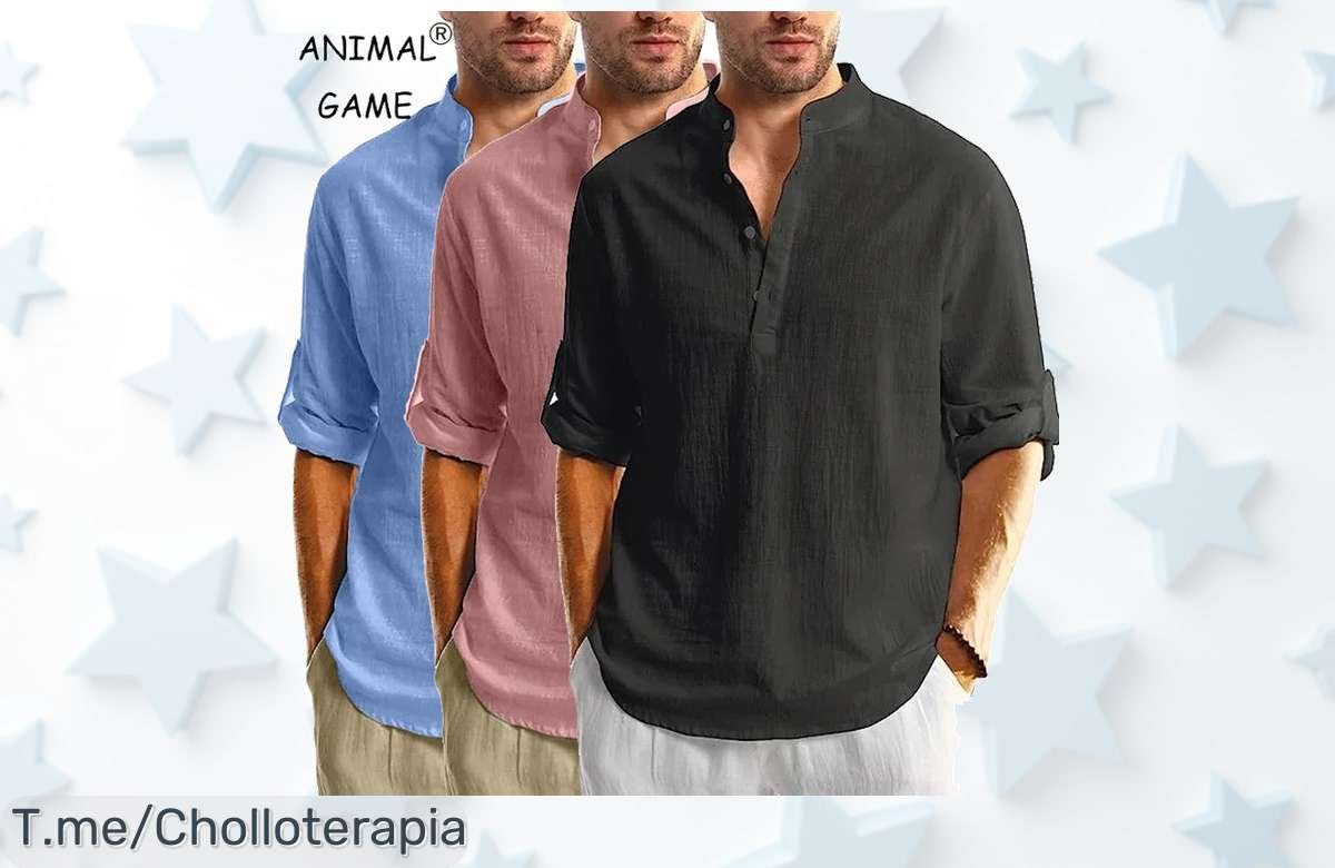 Nueva camisa Henley ligera con botones que brilla por su estilo sin esfuerzo aprovecha este ofertón de descuento brutal nunca visto precio loco y corre antes que se agote