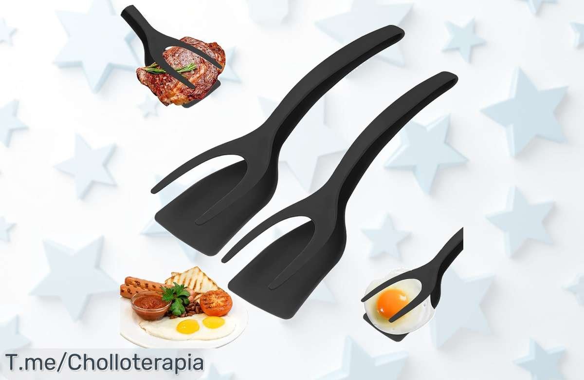 Nuevo 2 en 1 súper chollo espátula con pinzas antiadherentes que cocina fácil y sin líos aprovecha este descuento brutal precio de ganga por tiempo limitado actúa ya