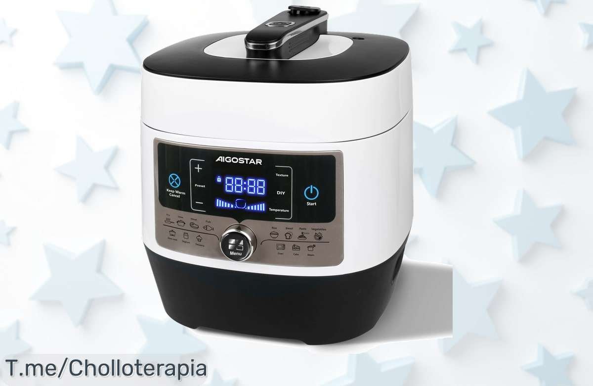 Olla a presión eléctrica Aigostar 5.5L con 14 funciones fáciles y panel LED único un ofertón con descuento brutal precio loco solo hoy ¡compra ya antes que vuelen!
