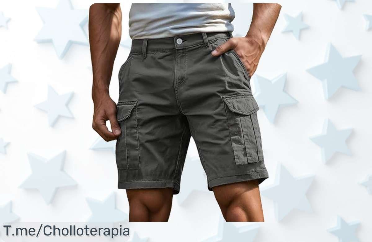 Pantalones cortos cargo para hombre con bolsillos gigantes ahora en descuento brutal precio de ganga nunca visto aprovecha este super chollo limitado ¡corre que vuelan!