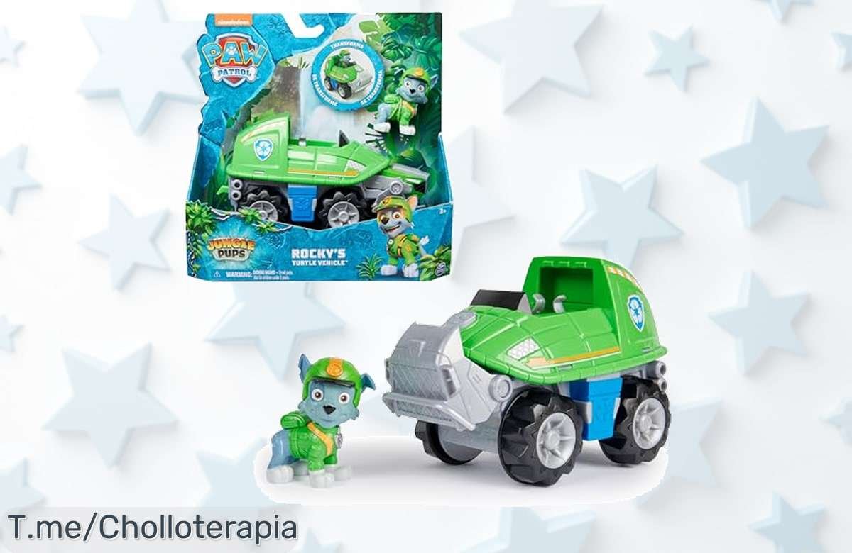 Patrulla Canina Rocky Jungle Pups con vehículo tortuga transformable el super chollo que transforma la aventura en selva disfruta de un descuento brutal oferta nunca vista corre ya