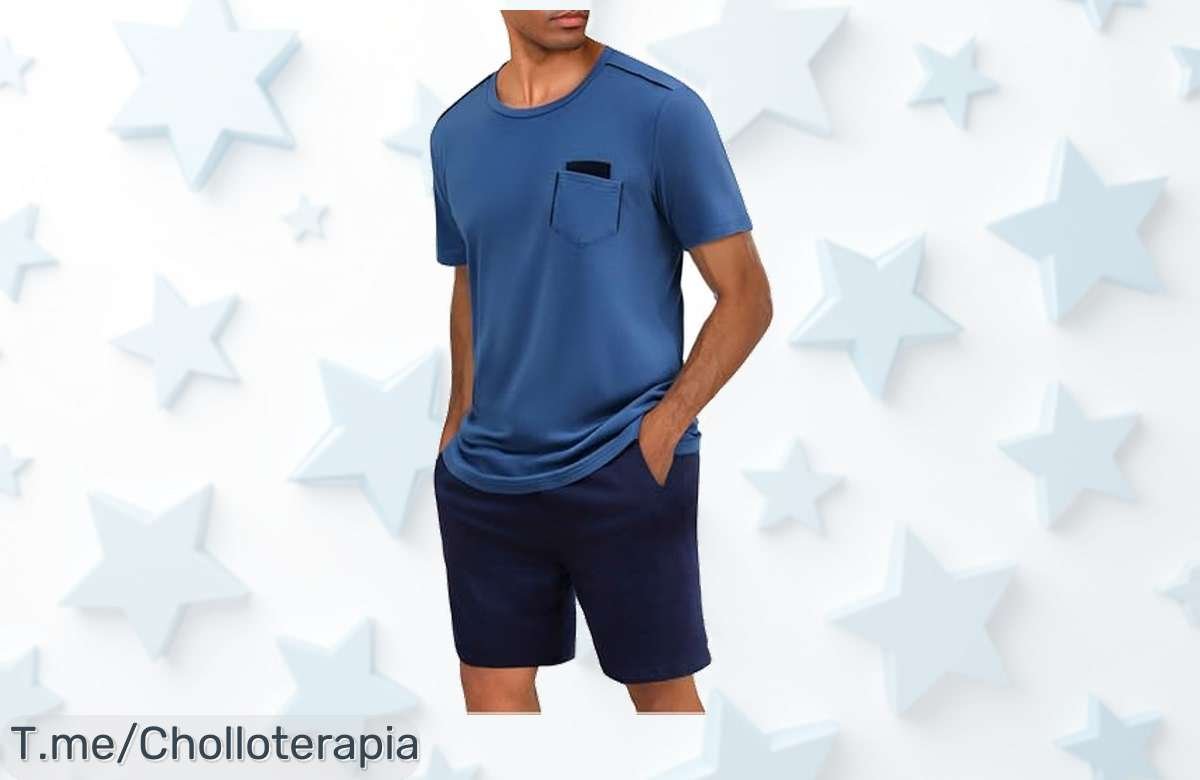 Pijama hombre verano en algodón con bolsillos prácticos y diseño moderno llega el ofertón que trae un descuento brutal precio loco no lo dejes escapar compra ya