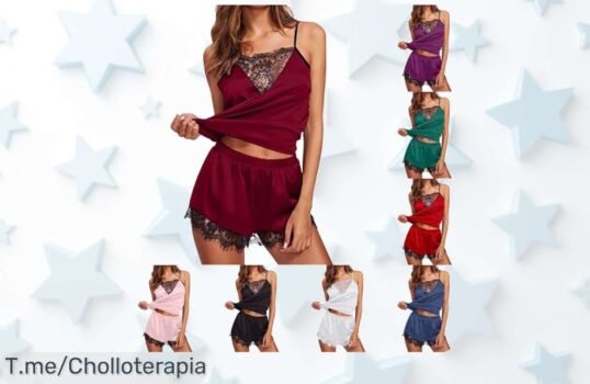 Pijama satén sexy con encaje elegante precio loco nunca visto sensación de comodidad y estilo oferta brutal limitada corre y consigue este super chollo ya