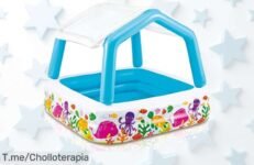 Piscina hinchable infantil con toldo desmontable súper resistente oferta nunca vista disfruta el verano ya con este super chollo precio loco y descuento brutal corre no esperes más