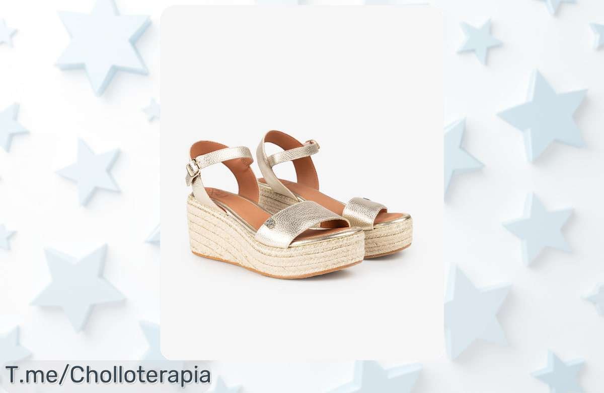 Popa cuña baja Arambol laminado oro con hebilla diseño único y elegante precio loco oferta limitada corre que esta ganga se va volando