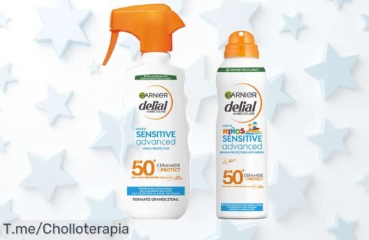 Protector solar Delial spray sensitive ip50+ súper resistente al agua y anti arena para piel sensible con descuento brutal ¡super chollo que nunca vuelve corre ya!
