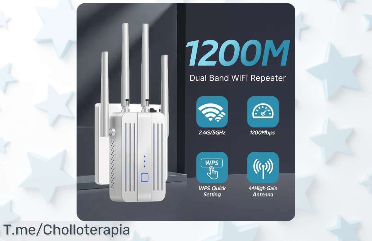 Repetidor WiFi 1200Mbps doble banda con señal potente y súper rápido aprovecha este super chollo nunca visto con descuento brutal oferta limitada compra ya antes que desaparezca