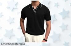 Runcati polo negro hombre talla M con tela que seca rápido y absorbe sudor disfruta look top versátil en gym u oficina ofertón a precio loco ¡compra ya antes que acabe!