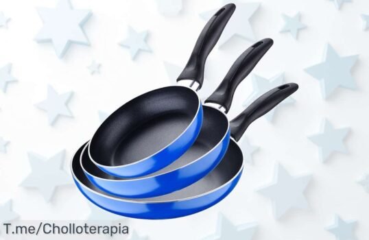 San Ignacio juego de sartenes aluminio prensado 3 piezas negras soul marble con descuento brutal cocina como un chef precio loco oferta nunca vista corre ya