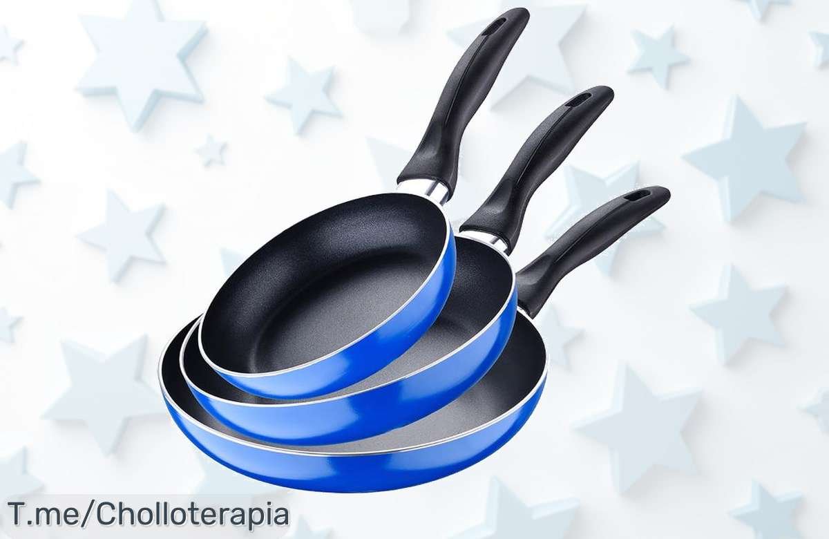 San Ignacio juego de sartenes aluminio prensado 3 piezas negras soul marble con descuento brutal cocina como un chef precio loco oferta nunca vista corre ya