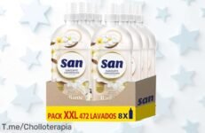 San suavizante líquido concentrado pack 8 con fragancia coco que dura hasta 20 días precio loco y descuento brutal disfruta de ropa suave sin estática ahora es tu ofertón nunca visto ¡aprovecha ya!
