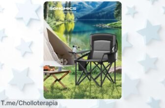 Silla de camping SONGMICS con respaldo alto y portavasos el super chollo que resiste hasta 205kg disfruta máxima comodidad precio loco oferta limitada ¡compra ya!