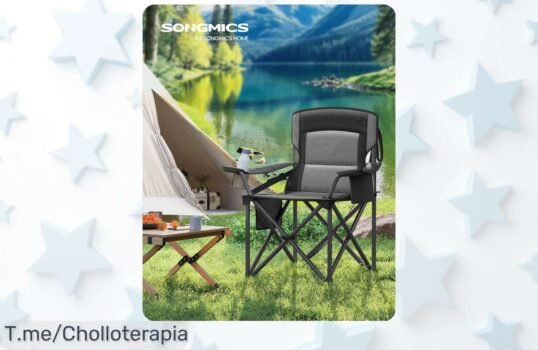 Silla de camping SONGMICS con respaldo alto y portavasos el super chollo que resiste hasta 205kg disfruta máxima comodidad precio loco oferta limitada ¡compra ya!