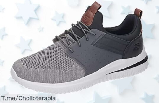 Skechers Delson 30 Cicada en gris negro con diseño top y aireación brutal para no sudar jamás aprovecha este ofertón con descuento brutal nunca visto precio de ganga ¡compra ya!