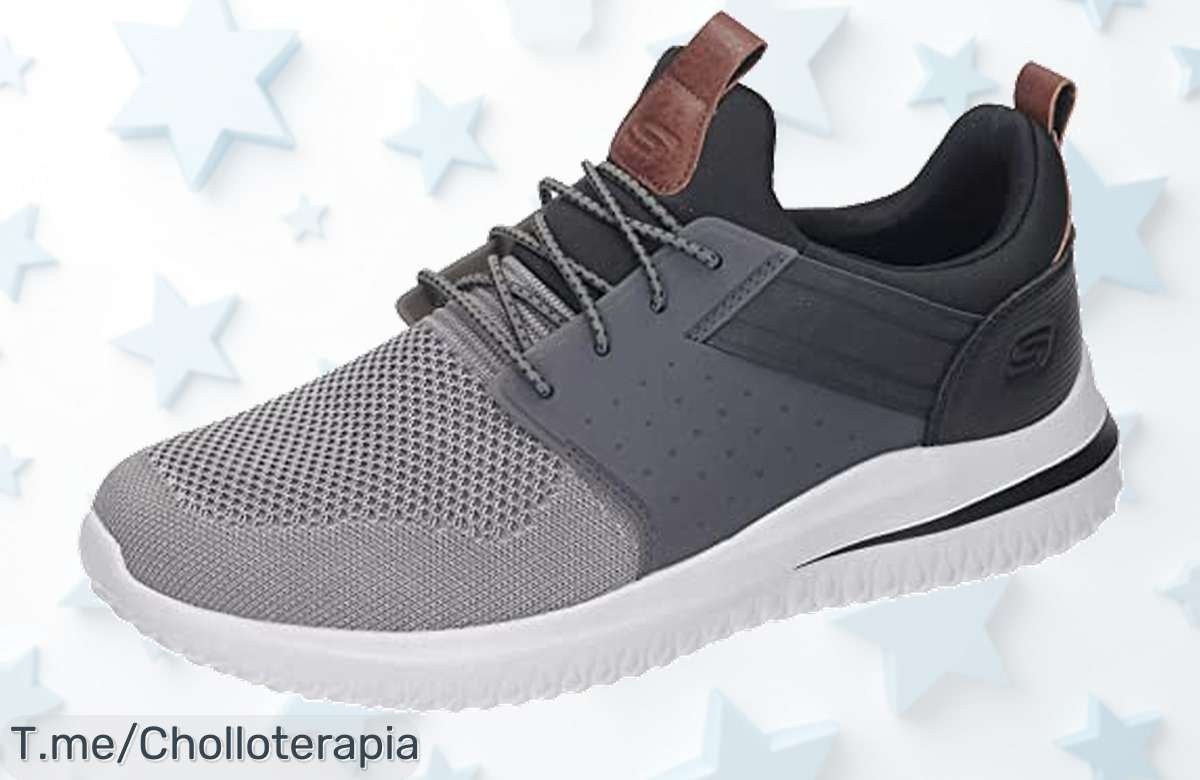 Skechers Delson 3.0 Cicada en gris negro con diseño top y aireación brutal para no sudar jamás aprovecha este ofertón con descuento brutal nunca visto precio de ganga ¡compra ya!