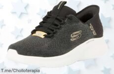 Skechers SkechLite Pro negro con ribete gris un estilo casual que arrasa ahora a precio de ganga con descuento brutal y ofertón nunca visto compra ya antes que vuelen
