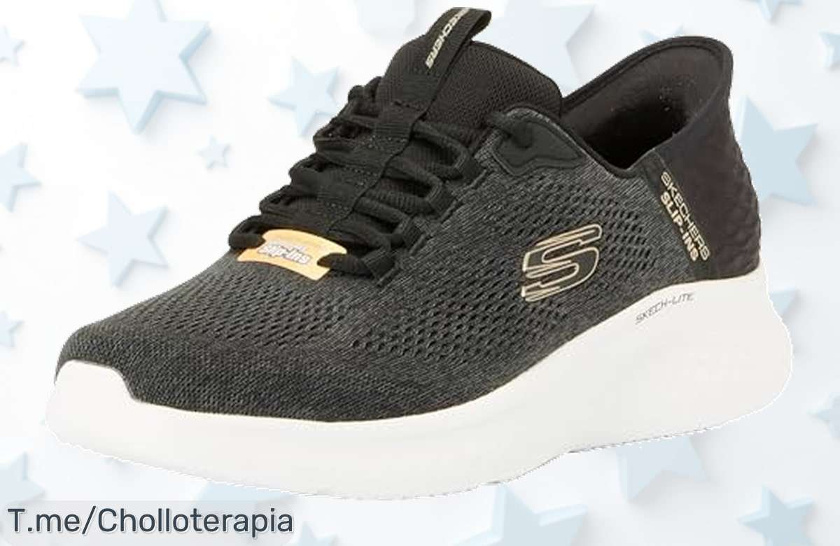 Skechers SkechLite Pro negro con ribete gris un estilo casual que arrasa ahora a precio de ganga con descuento brutal y ofertón nunca visto compra ya antes que vuelen