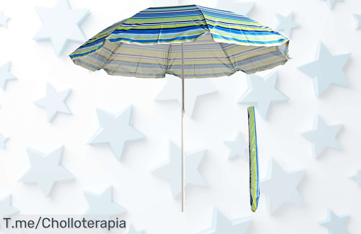 Sombrilla playa S7 STAR multicolor con protección UV 50, plegable y ligera el ofertón de precio loco que no puedes dejar pasar ¡compra ya antes que se agoten!