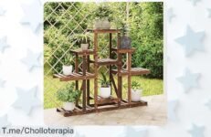 Soporte para flores de madera maciza abeto con diseño retro y espacio gigante disfruta este súper chollo con descuento brutal precio loca oferta nunca vista actúa ya
