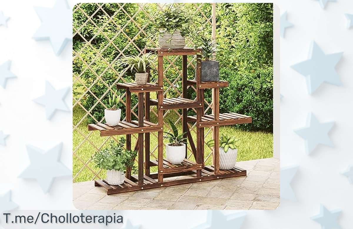 Soporte para flores de madera maciza abeto con diseño retro y espacio gigante disfruta este súper chollo con descuento brutal precio loca oferta nunca vista actúa ya