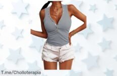 Súper camiseta sin mangas con botones que realza tus curvas y brilla este verano aprovecha el descuentazo brutal precio loco no esperes más oferta limitada compra ya