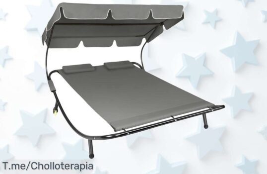 Tectake tumbona doble con parasol súper resistente oferta nunca vista disfruta en pareja a precio loco aprovecha este super chollo antes que se acabe