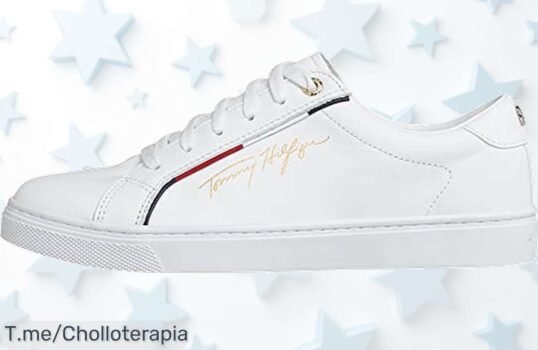 Tommy Hilfiger mujer sneaker blanco con suela cupsole diseño top que rompe moldes, ajuste perfecto y versátil precio loco solo por tiempo limitado no te pierdas este ofertón jamás visto corre ya