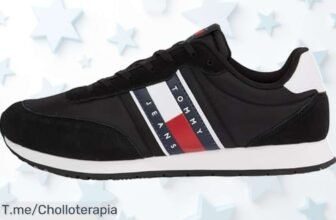 Tommy Jeans Runner negro talla 44 con logo icónico diseño que destaca aprovecha este ofertón con descuento brutal nunca visto y compra ahora antes que se agote