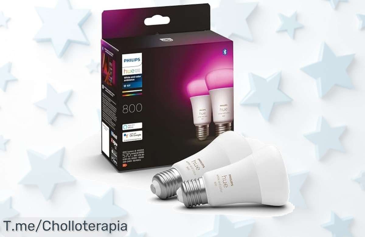 Transforma tu hogar con Philips Hue pack de 2 bombillas inteligentes controla colores y luz blanca precio loco oferta limitada ¡aprovecha este descuentazo nunca visto ya!