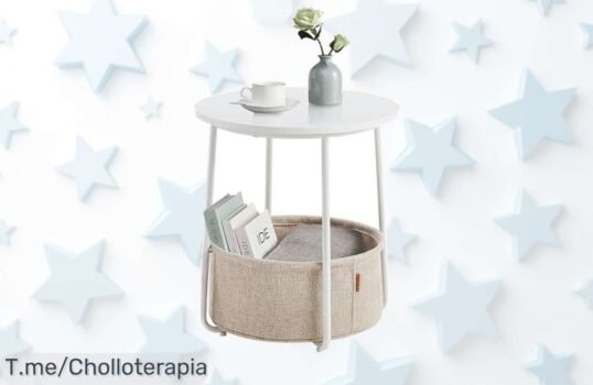 Vasagle mesa auxiliar redonda con cesta estructura fuerte montaje rápido precio de ganga aprovecha este ofertón único y transforma tu espacio antes que se acabe