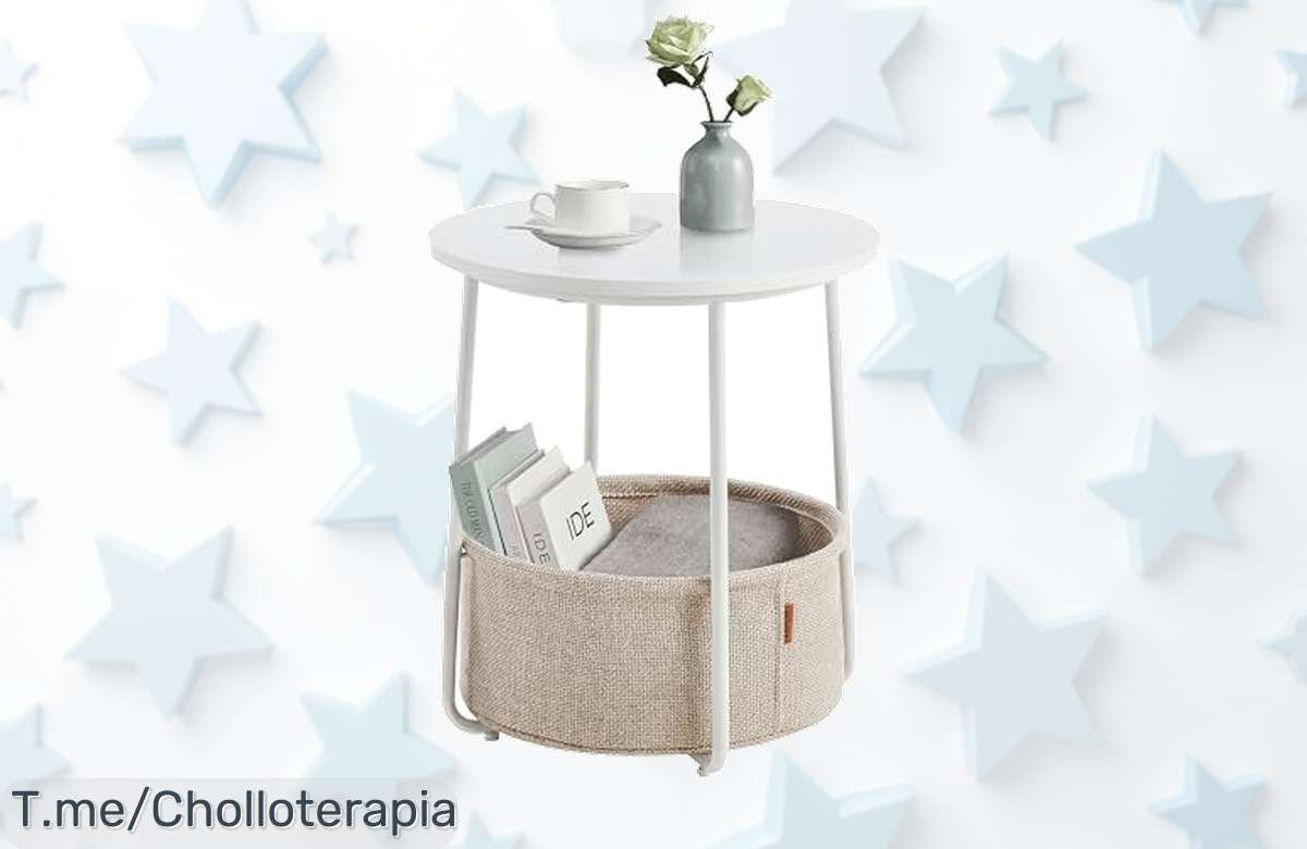 Vasagle mesa auxiliar redonda con cesta estructura fuerte montaje rápido precio de ganga aprovecha este ofertón único y transforma tu espacio antes que se acabe