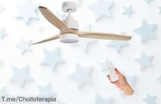 Ventilador de techo con luz LED y mando en oferta única motor DC silencioso 6 velocidades aspas retráctiles 3 tonos de luz aprovecha este super chollo precio loco ya