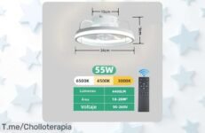 Ventilador de techo con luz led y control remoto 55w potencia que refresca y alumbra tu habitación aprovecha este ofertón único con precio loco descuento brutal compra ya antes que se acabe