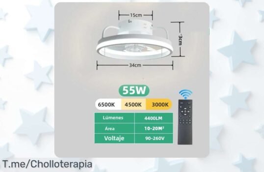 Ventilador de techo con luz led y control remoto 55w potencia que refresca y alumbra tu habitación aprovecha este ofertón único con precio loco descuento brutal compra ya antes que se acabe
