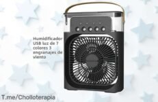 Ventilador portátil 3 en 1 con aire frío luz LED y humidificador ajustable único en su clase disfruta frescura ambiente y alivio precio de ganga oferta limitada actúa ya