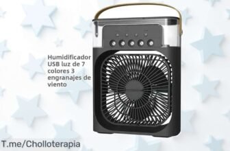 Ventilador portátil 3 en 1 con aire frío luz LED y humidificador ajustable único en su clase disfruta frescura ambiente y alivio precio de ganga oferta limitada actúa ya