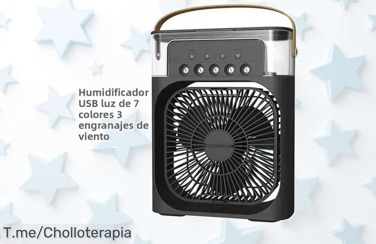 Ventilador portátil 3 en 1 con aire frío luz LED y humidificador ajustable único en su clase disfruta frescura ambiente y alivio precio de ganga oferta limitada actúa ya