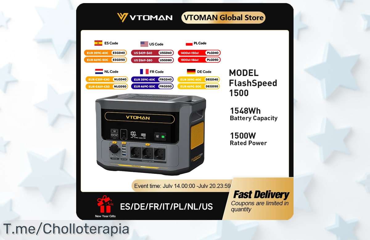 Vtoman FlashSpeed 1500 estación portátil con batería súper potente disfruta del descuento brutal y precio de ganga en este ofertón único unidades limitadas actúa ya