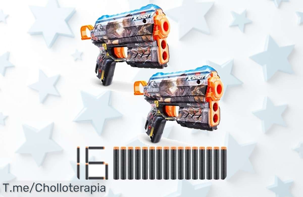 XSHOT Skins Jurassic World 2 Pack con Air Pocket y 16 dardos incluido ofrece resistencia única para todas las edades disfruta este super chollo de precio loco compra ya oferta limitada