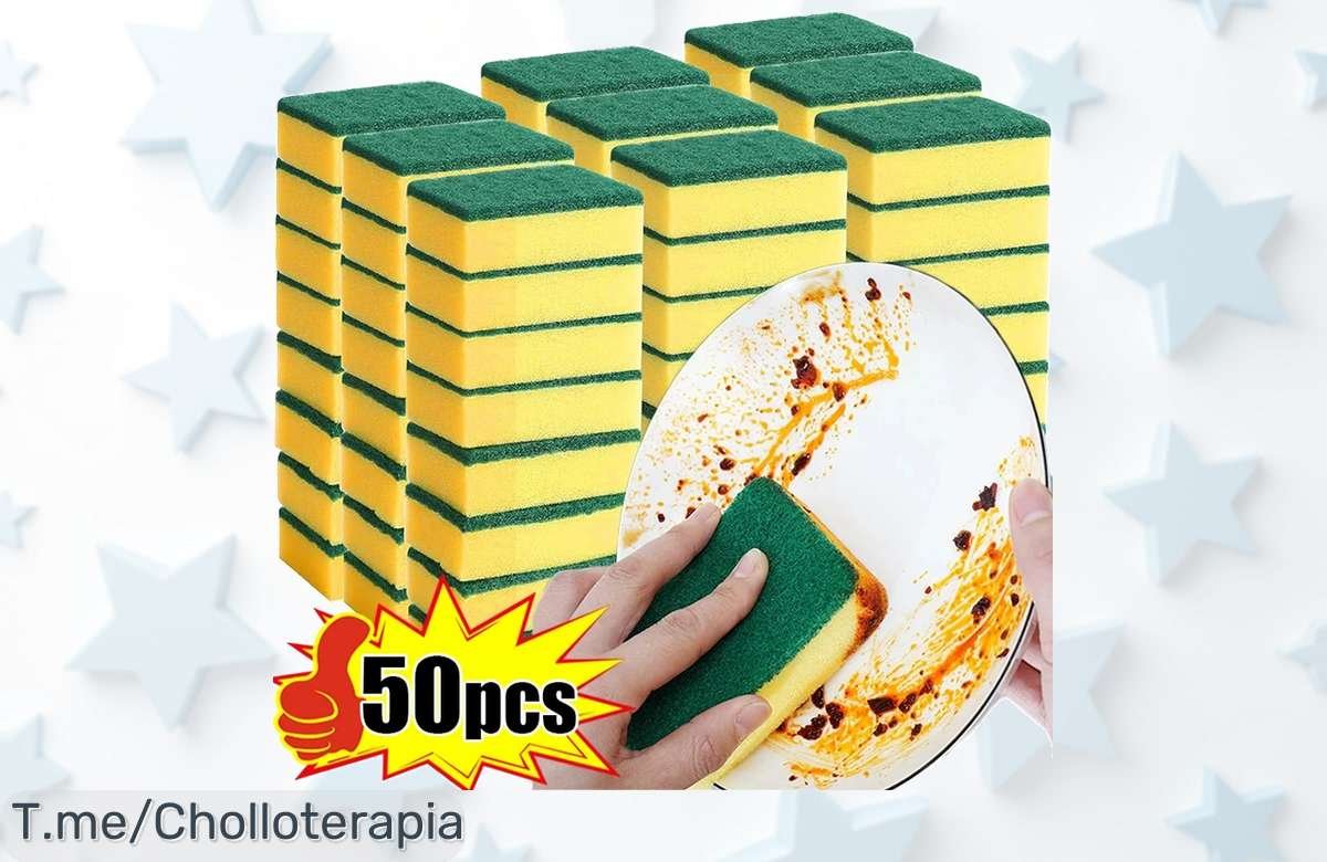 esponja mágica doble cara elimina la grasa más difícil sin esfuerzo limpieza perfecta garantizada con este super chollo de precio loco oferta nunca vista corre que vuelan